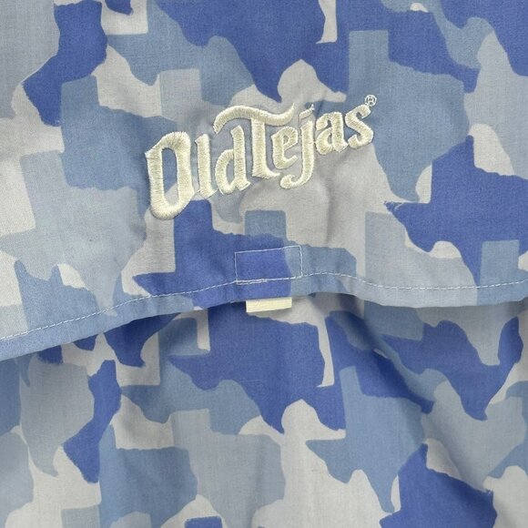 Old Tejas Camouflage Mens Short Sleeve Shirt XL Gulf Blue Texas Fishing Camo - Picture 9 of 11